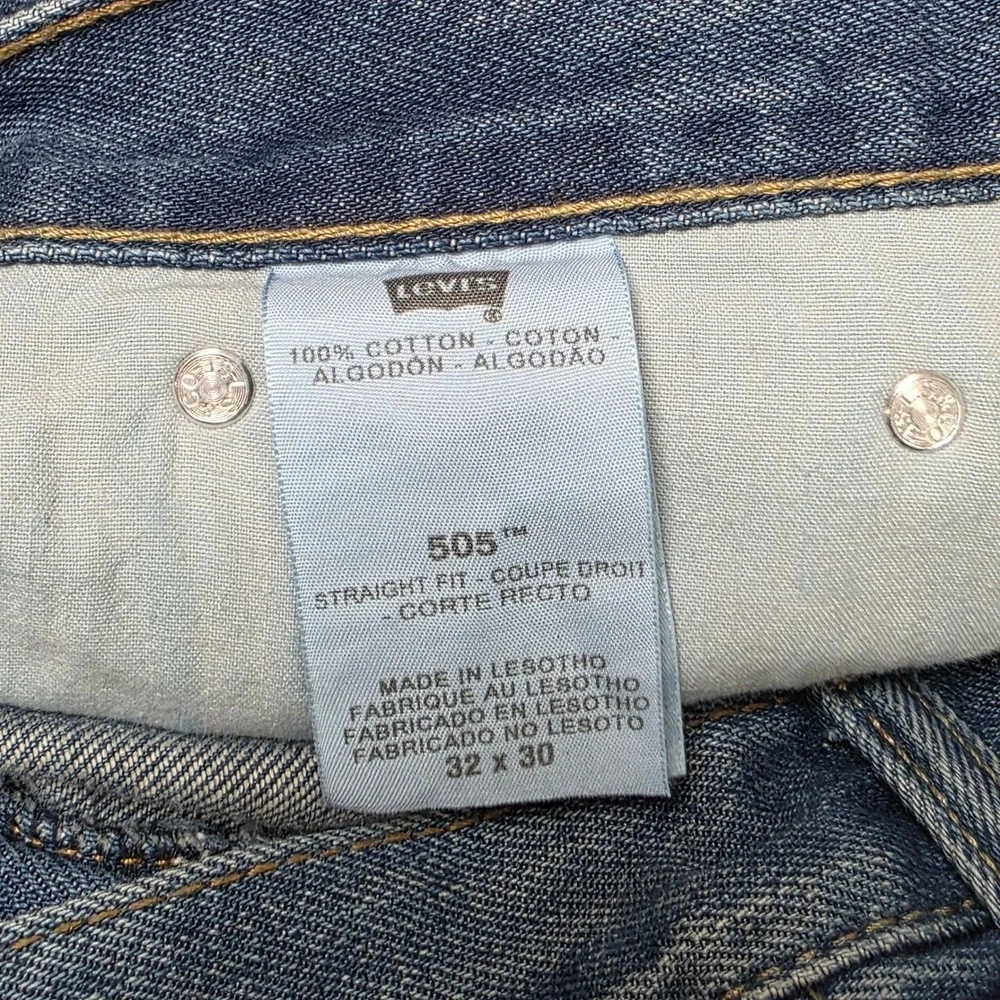 Levi's 505 Straight Fit Jeans Mens‎ 32x30 Blue Medium Wash 100% Cotton Denim